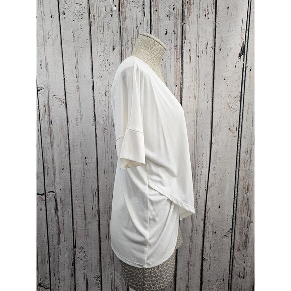 ALK Women's M Tresics Luxe Off-White Surplice Wrap Slinky Blouse Shirt Top NEW - Picture 2 of 7